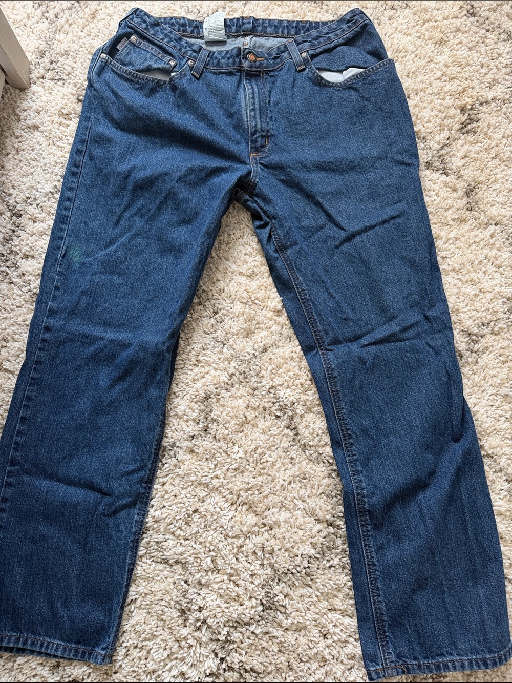 Carhartt Women's Straight Leg Jeans in Dark Blue Denim